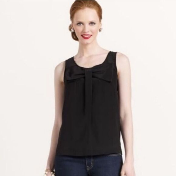 Kate Spade Live Colorfully Black Bow Sleeveless Top Size Small - Picture 1 of 9